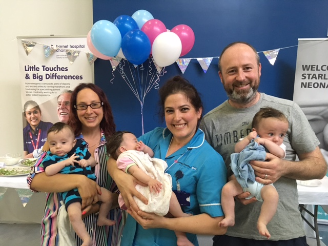 Parents, staff and babies at the Starlight NICU summer party