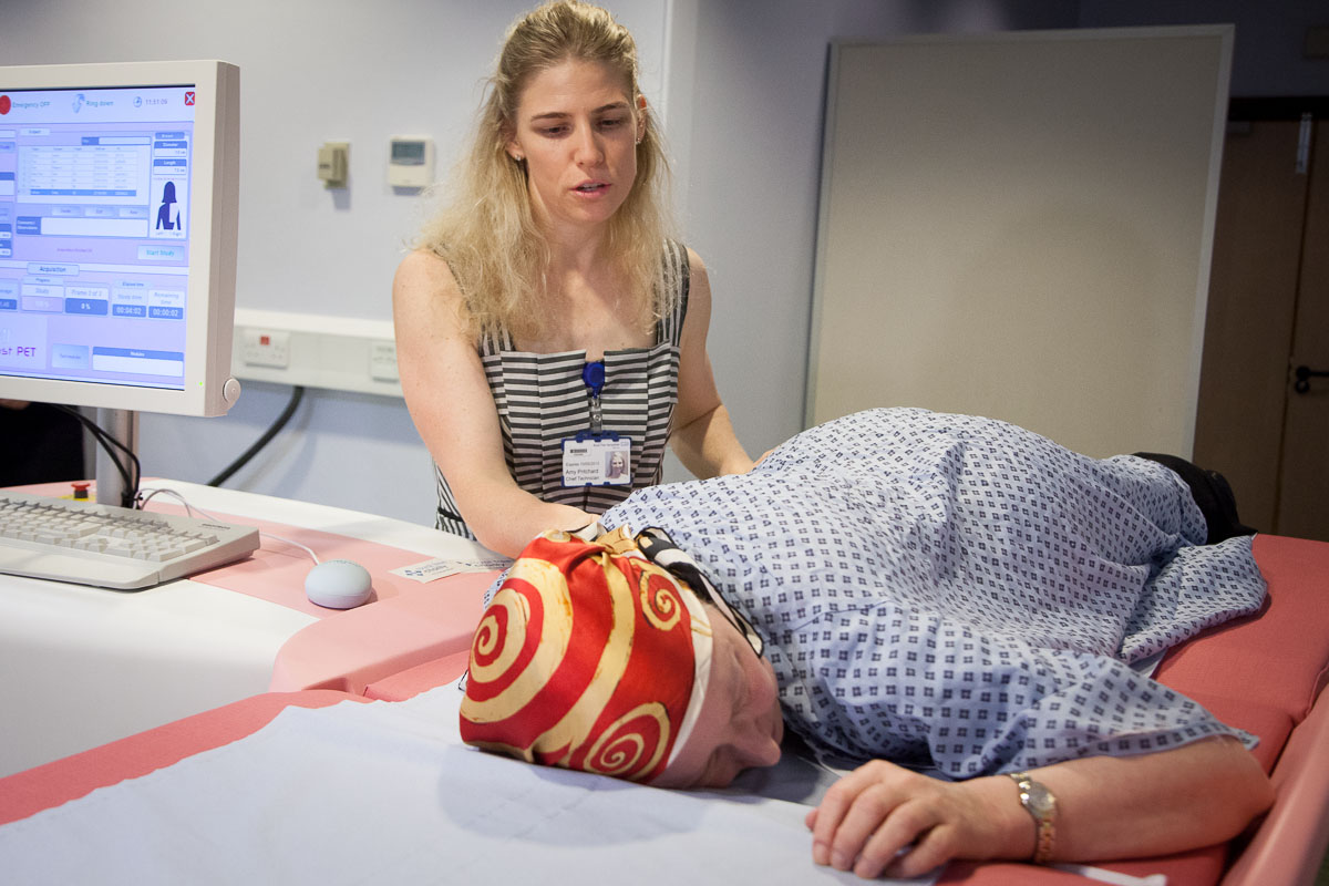 Patient having a PET scan