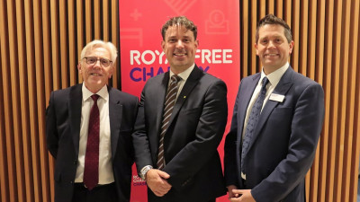 Sir David Sloman, Peter Landstrom, RFL group chief executive, and Jon Spiers, chief executive of the Royal Free Charity.